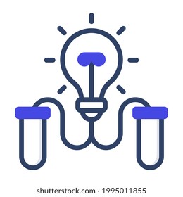 Glühbirne, verbunden mit Teströhren, kreatives Laborsymbol