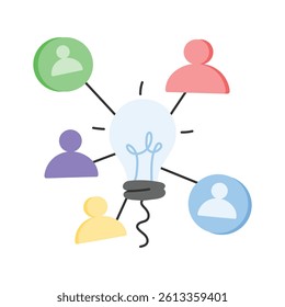 A light bulb connecting people, symbolizing collaborative thinking in relationships