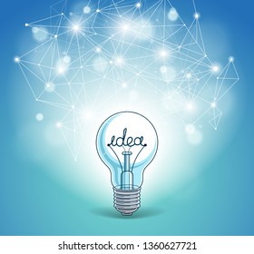 Light bulb and connection lines low poly design, innovative idea concept, modern or future technology, vector design.