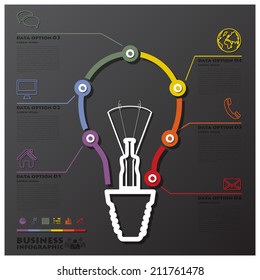 Light Bulb Connection Timeline Business Infographic Design Template