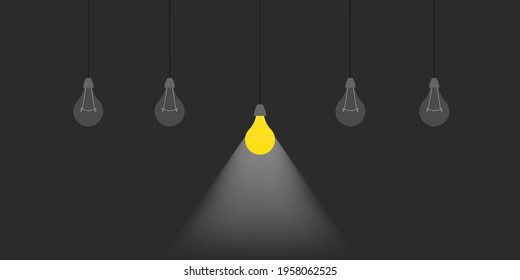 Light bulb . Consept of idea with lightbulbs . Idea icon. Vector illustration on black background. 10 eps