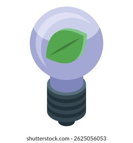La bombilla que contiene una hoja verde brilla intensamente, simbolizando soluciones energéticas ecológicas