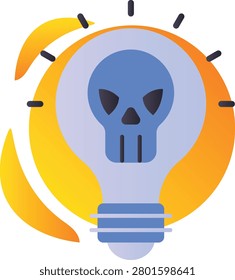 light bulb containing skull concept, toxic thinking patterns vector icon design, negative thought processes stock illustration