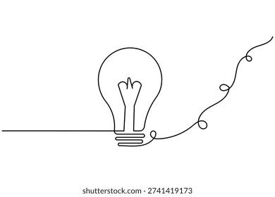 Light bulb continuous line art minimalist creativity inspiration illustration