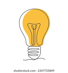 Light bulb continuous line colourful vector illustration