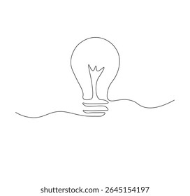 Light bulb continuous line drawing. Light bulb one line illustration
