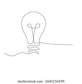 Light bulb continuous line drawing. Light bulb one line illustration
