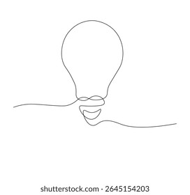 Light bulb continuous line drawing. Light bulb one line illustration
