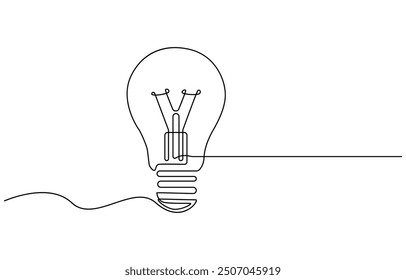 Light Bulb Continuous Line Icon for Creativity, Light bulb continuous line vector illustration with editable stroke. Single line art of light bulb for business idea, brainstorm or electricity concept