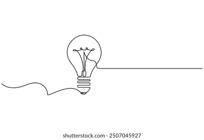 Light Bulb Continuous Line Icon for Creativity, Light bulb continuous line vector illustration with editable stroke. Single line art of light bulb for business idea, brainstorm or electricity concept