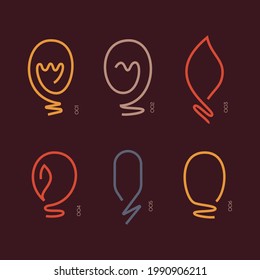 Light bulb continuous line minimalistic vector collection.