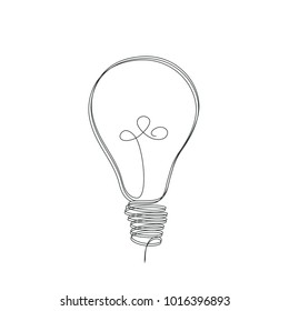 Light bulb continuous line vector illustration with editable stroke. Single line art of light bulb for business idea, brainstorm or electricity concept. Simple hand drawn outline silhouette.