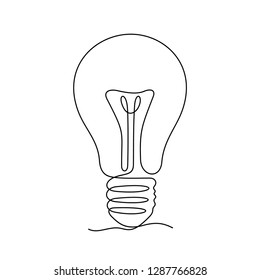 Ilustración vectorial de línea continua de la bombilla