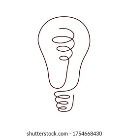 Light bulb continuous line vector illustration with editable stroke. Single line art of light bulb for business idea, brainstorm or electricity concept. Simple hand drawn outline silhouette.