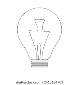 Light bulb continuous one line drawing  outline vector illustration