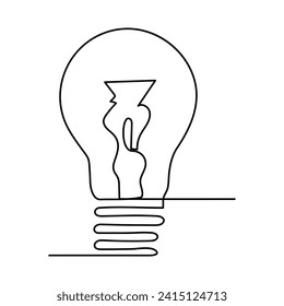 Ilustración vectorial del contorno de una línea de la bombilla de luz continua
