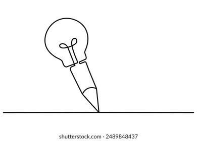 Light bulb continuous one line drawing of bulb isolated outline vector icon