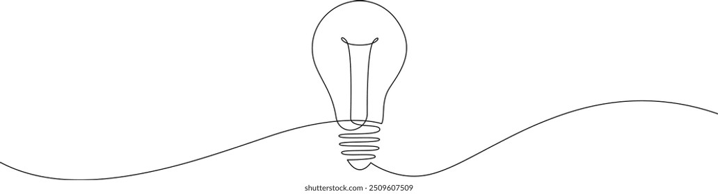 Light bulb continuous one line drawing. Single line vector illustration with editable stroke.