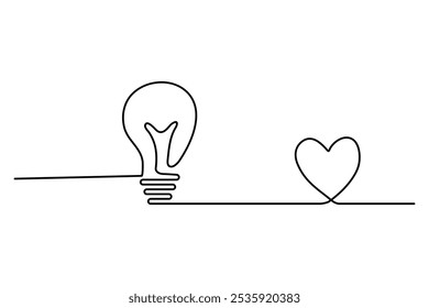 Desenho contínuo de uma linha de lâmpada de um contorno isolado de ilustração de vetor