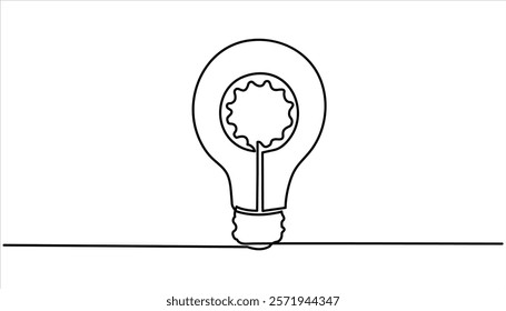 Light bulb continuous one line drawing illustration