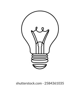 Light bulb continuous one line drawing. Lightbulb in simple linear style. Idea, brainstorm concept. Vector illustration.