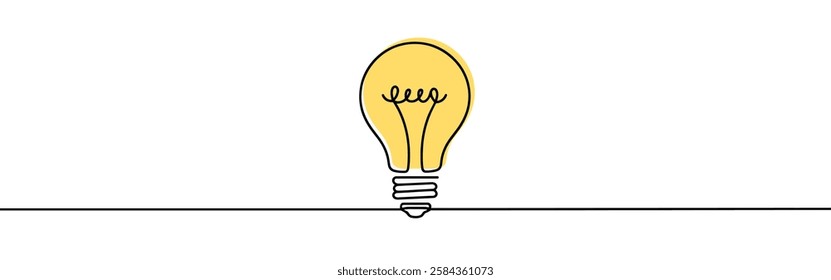 Light bulb continuous one line drawing. Lightbulb in simple linear style. Idea, brainstorm concept. Vector illustration.