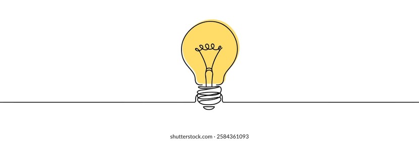 Light bulb continuous one line drawing. Lightbulb in simple linear style. Idea, brainstorm concept. Vector illustration.