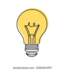 Light bulb continuous one line drawing. Lightbulb in simple linear style. Idea, brainstorm concept. Vector illustration.