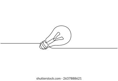 Light bulb continuous one line drawing. Single line vector illustration with editable stroke, Concept ideas business vector illustration