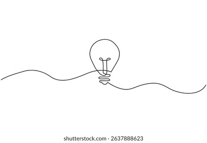 Light bulb continuous one line drawing. Single line vector illustration with editable stroke, Concept ideas business vector illustration