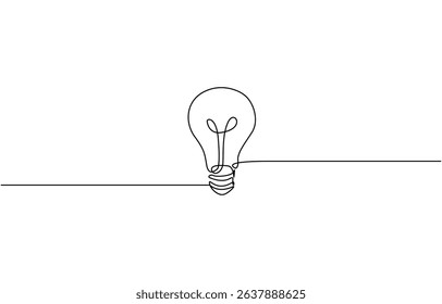 Light bulb continuous one line drawing. Single line vector illustration with editable stroke, Concept ideas business vector illustration