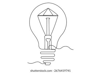 Lâmpada contínua de desenho de uma linha minimalista isolada esboço ilustração abstrata