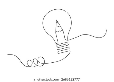 Lâmpada de desenho contínuo de uma linha sobre fundo branco