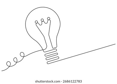 Lâmpada de desenho contínuo de uma linha sobre fundo branco