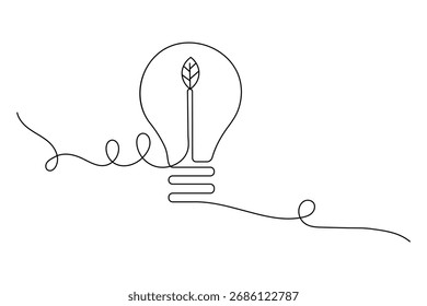 Lâmpada de desenho contínuo de uma linha sobre fundo branco