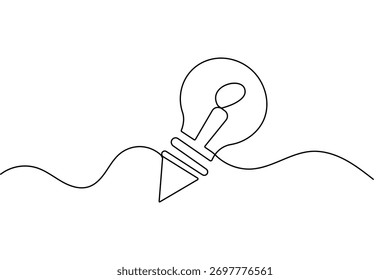 Light bulb continuous one line drawing minimalist style isolated outline vector illustration design