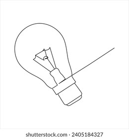 Light bulb continuous single line drawing. line art vector illustration
