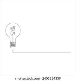 Light bulb continuous single line drawing. line art vector illustration
