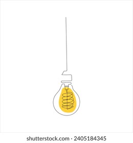 Light bulb continuous single line drawing. line art vector illustration
