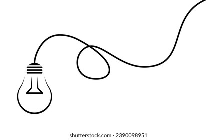 Light bulb with cord vector icon. Black light bulb.