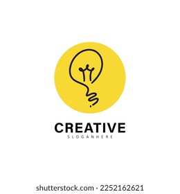 Helle Glühbirne kreative Idee handgezeichnet Vektorlogo-Design