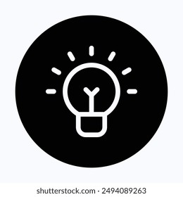 Bombilla, Señal de Idea Creativa, Solución, Concepto de Pensamiento, Icono de Vector de Bombilla Eléctrica. 