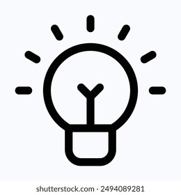 Light Bulb, Creative Idea Sign, Solution, Thinking Concept, Electric Bulb Vector Icon. Lineal Isolated Icon.