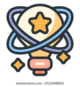 Bombilla de luz Idea de innovación creativa Línea de Vector Icon Symbol