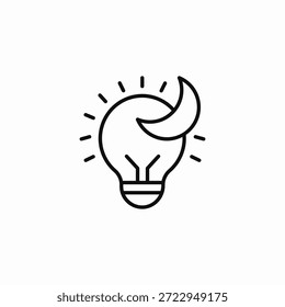 Bombilla con Vector de signo de icono de media luna