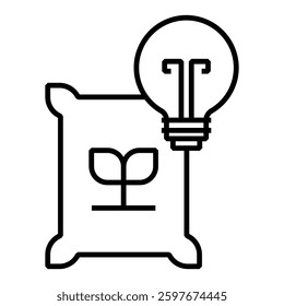 Light bulb with a crop bag representing agricultural technology, sustainable farming, and organic food production