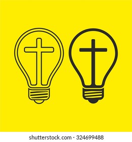 Light bulb with a cross.