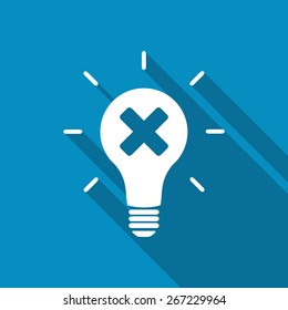 Light bulb and cross mark.