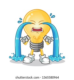 light bulb cry mascot vector cartoon illustration