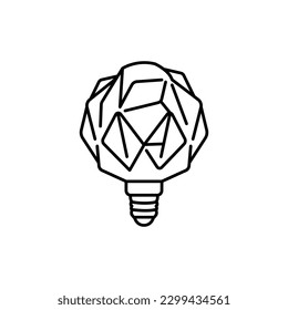 Light bulb crystal black line icon. Pictogram for web page, mobile app, promo.